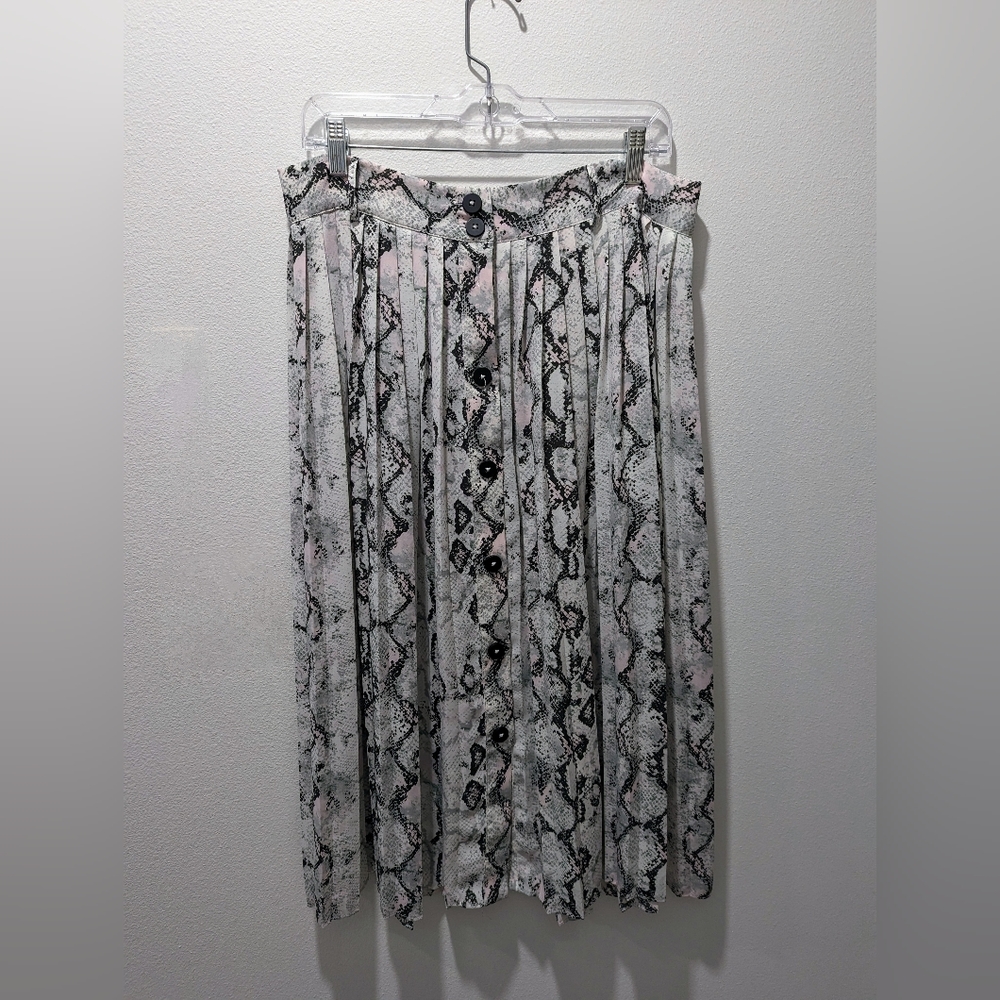 Laundry By Shelli Segal Snake Print Belted Midi Skirt Size Large - Picture 2 of 4
